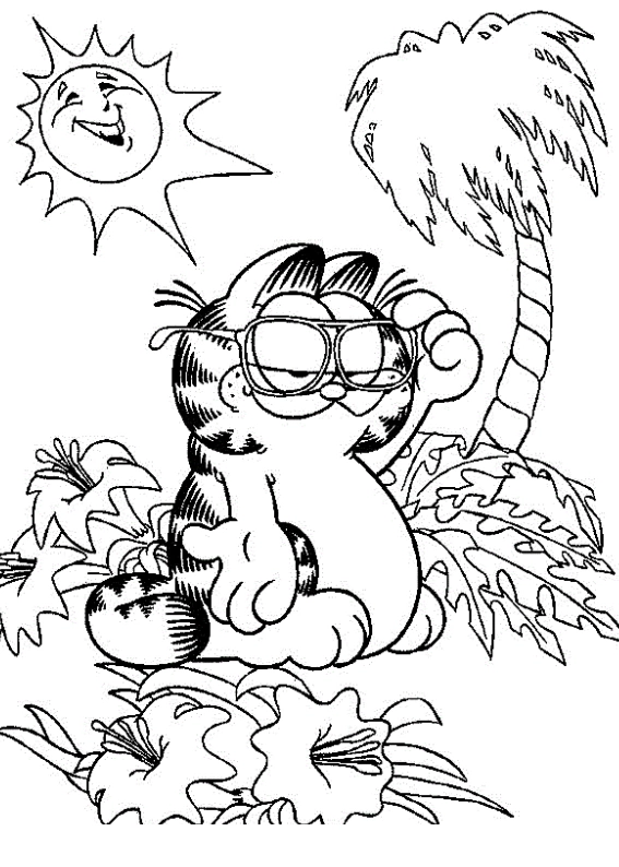 Kolorowanka Garfield wita wakacje